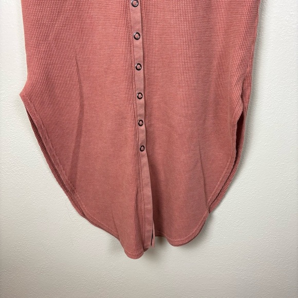 Anthropologie Daily Practice Waffle Knit Button Down Dress In Pink Womens Sz M - Picture 2 of 7
